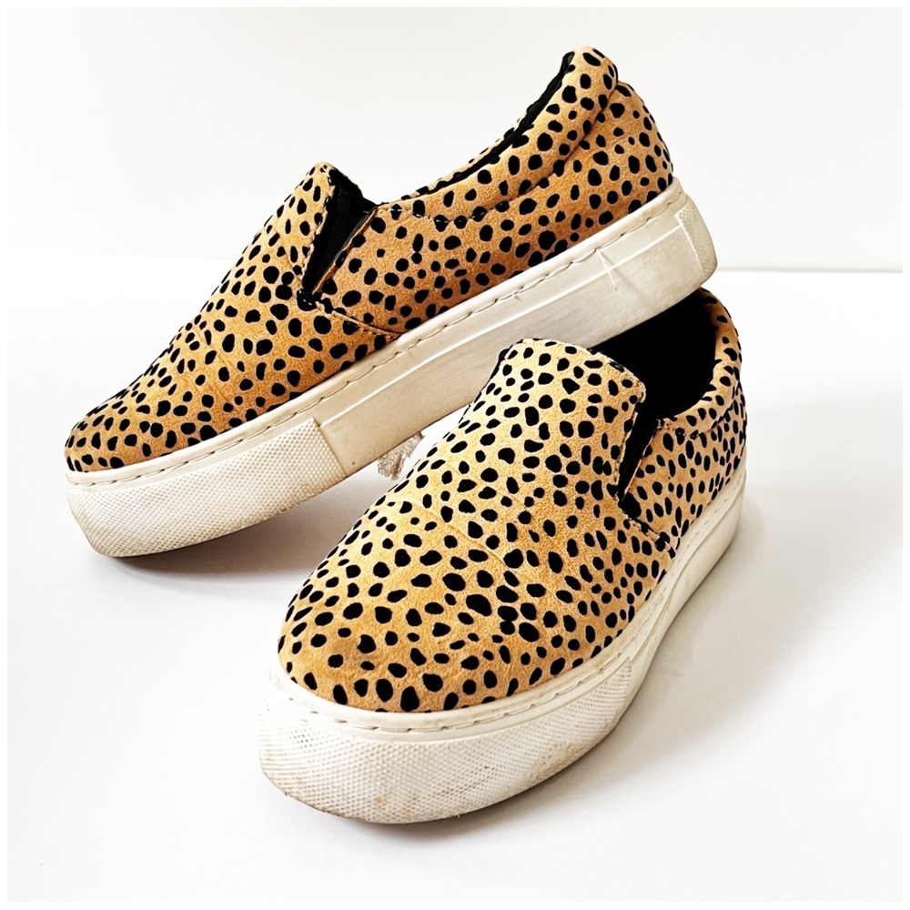 Quipid Cheetah Print Platform Slip On Sneakers Size 7